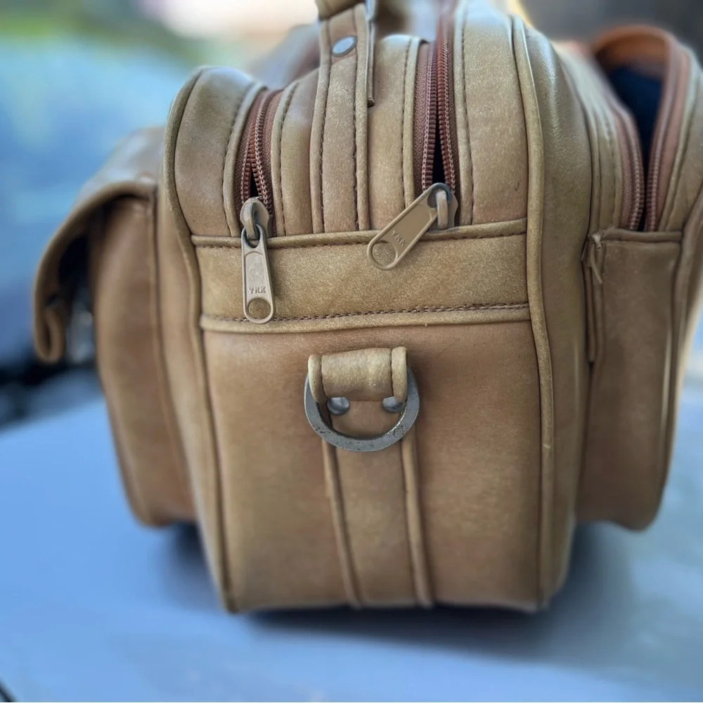 Classic Tan Men's Double-Pocket Shoulder Bag